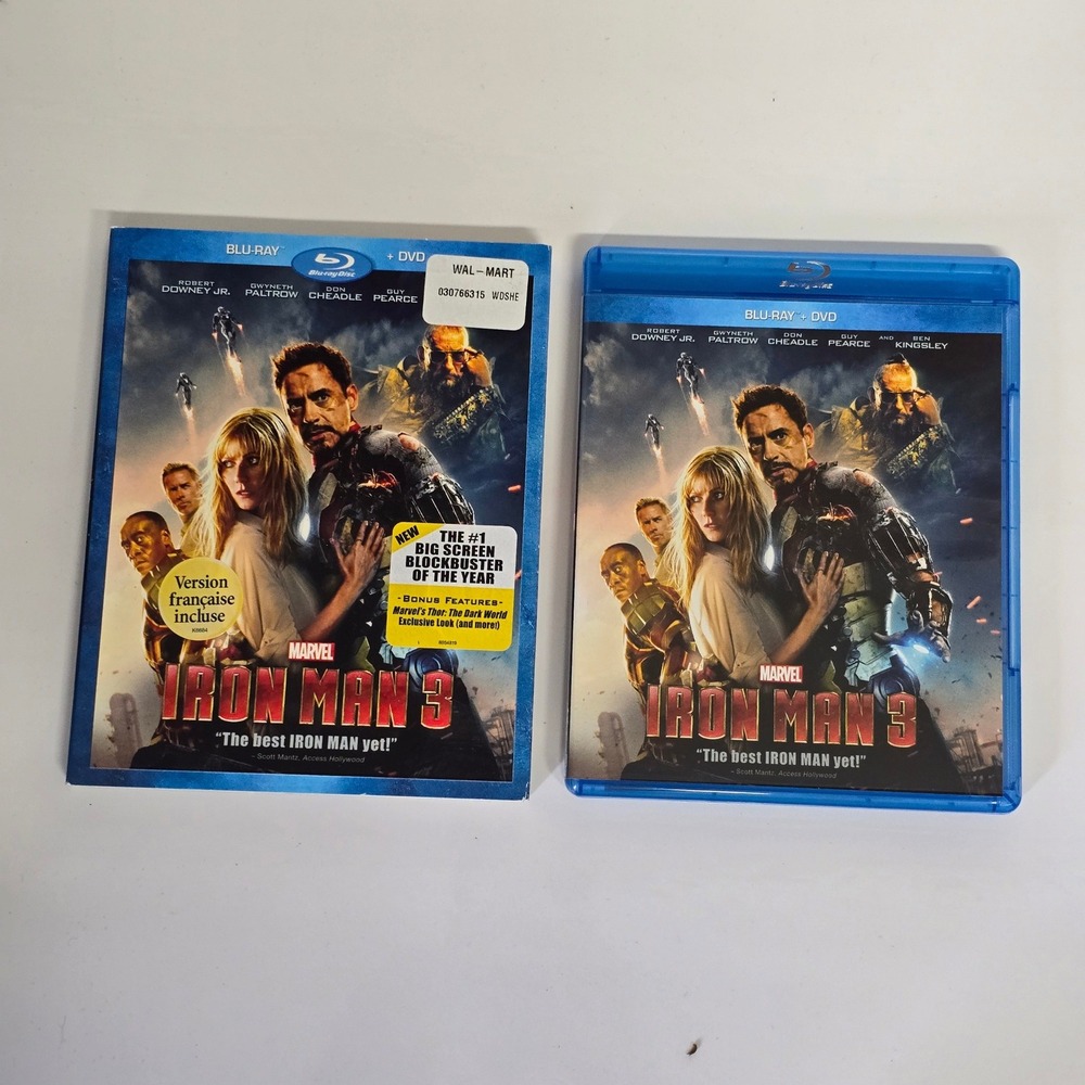 Iron Man 3 Blu-ray + DVD 2013 Superhero Action MCU Movie Slipcover